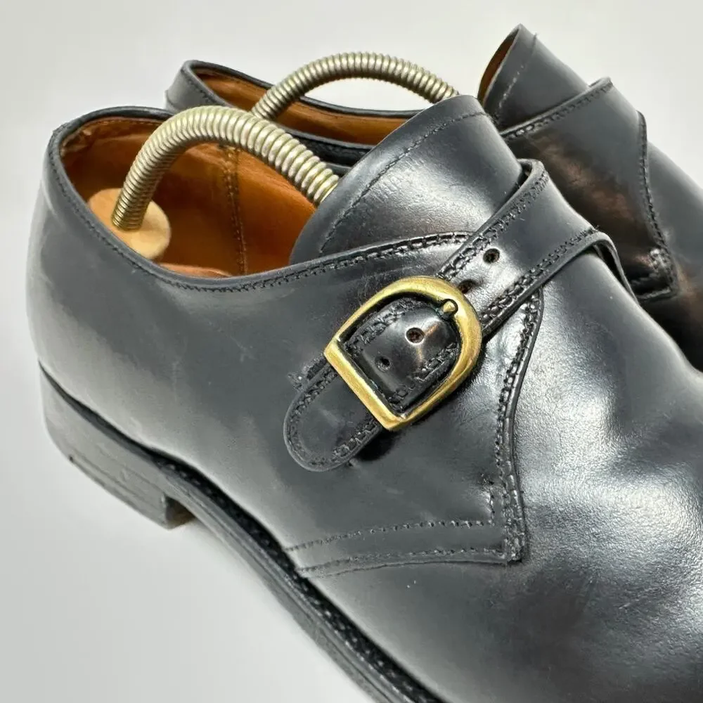 Alden 1655 Plain Toe Monk Strap Dress Shoes Mens 11 B/D Black Shell Cordovan